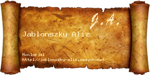 Jablonszky Aliz névjegykártya